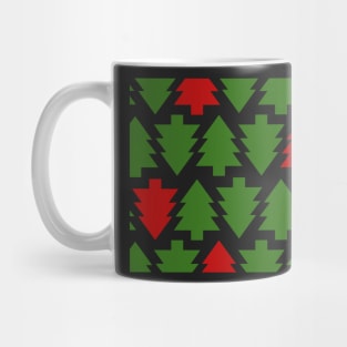 Red and Green Holiday Tree Pattern Mug